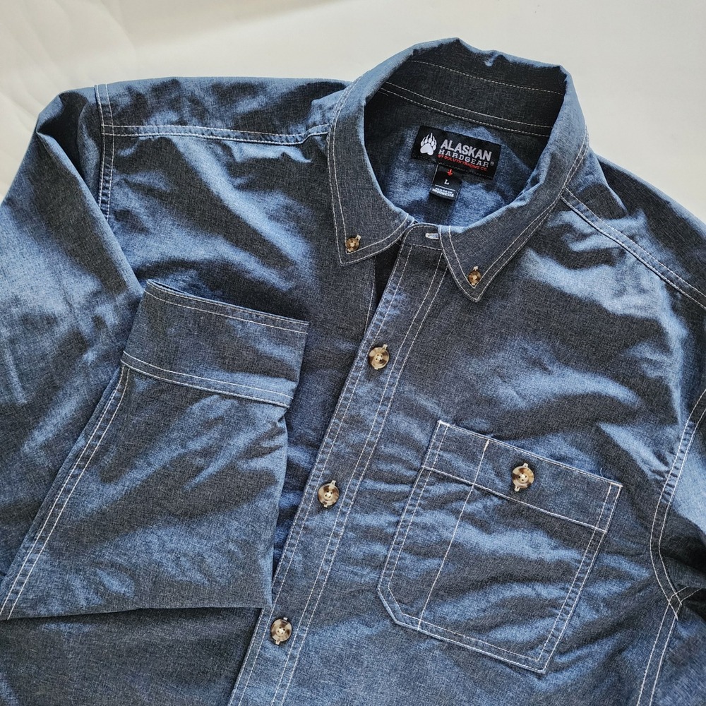 Alaskan Hardgear by Duluth‎ Trading Co. Mens Blue Light Button Up Shirt size L